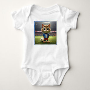 "Purr-fect Striker: The 3D Soccer Cat" Baby Bodysuit