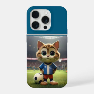 "Purr-fect Striker: The 3D Soccer Cat" iPhone 15 Pro Case