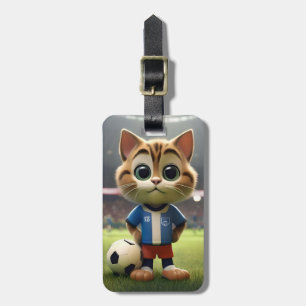 "Purr-fect Striker: The 3D Soccer Cat" Luggage Tag
