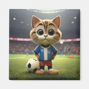 "Purr-fect Striker: The 3D Soccer Cat" Magnet