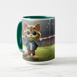 "Purr-fect Striker: The 3D Soccer Cat" Mug