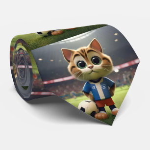 "Purr-fect Striker: The 3D Soccer Cat" Tie