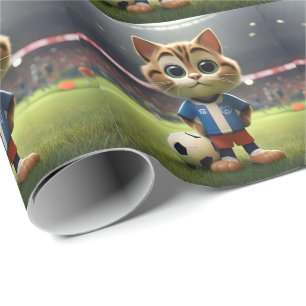 "Purr-fect Striker: The 3D Soccer Cat" Wrapping Paper