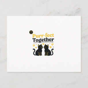 Purr-fect Together   Funny Cat Couples Postcard