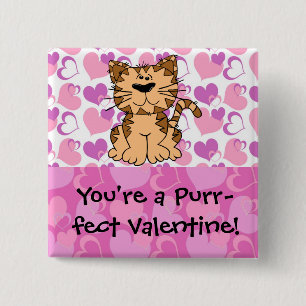 Purr-fect Valentine 15 Cm Square Badge