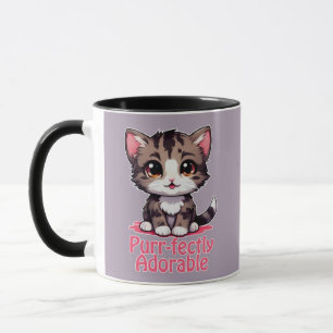 Purr-fectly Adorable Chibi Kawaii Kitten in Pink Mug