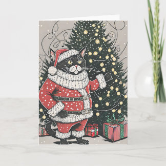 Purr-fectly Grumpy Christmas Cat Greeting Card