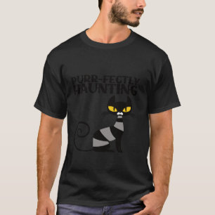 Purr fectly Haunting Halloween Cat Design T Shirt
