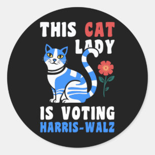 Purr-fectly Kamala This Cat Lady Is Voting Harris Classic Round Sticker
