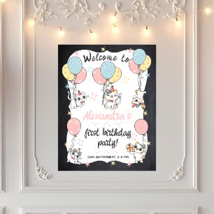 Purr-fectly One: Cat Theme 1st Birthday Party Poster