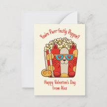 Purr-fectly Poppin' Funny Cat Popcorn Valentine