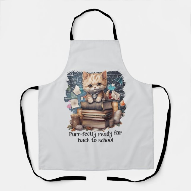 Purr-fectly Ready For Back To School Apron (Front)