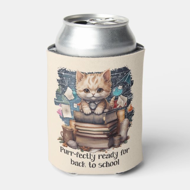 Purr-fectly Ready For Back To School Can Cooler (Can Front)