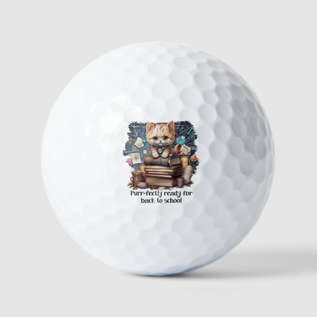 Purr-fectly Ready For Back To School Golf Balls (Front)