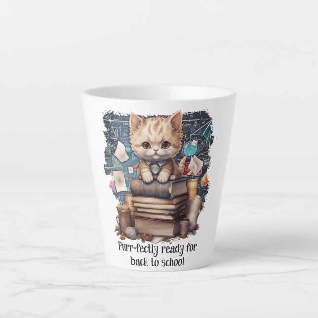 Purr-fectly Ready For Back To School Latte Mug (Front)