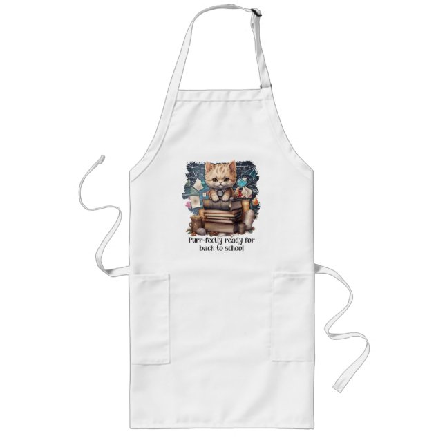 Purr-fectly Ready For Back To School Long Apron (Front)