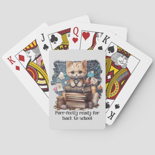 Purr-fectly Ready For Back To School Playing Cards (Back)