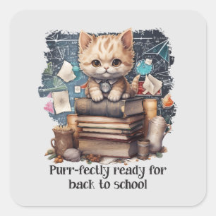 Purr-fectly Ready For Back To School Square Sticker