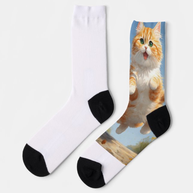 Purr-fectly Shocking: Crew Shocks Cat Collection"  Socks (Left)
