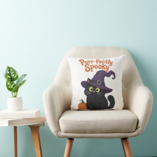 Purr-fectly Spooky Halloween Cat Cushion