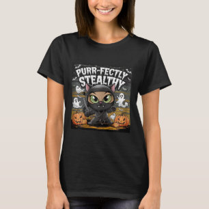 Purr-fectly Stealthy Halloween Ninja Cat  T-Shirt