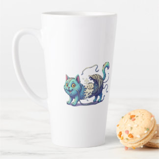 Purr-fectly Tangled" T-Shirt - Whimsical Cat  Latte Mug