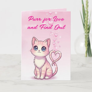 Purr for Love and Find Out Cute Pink Kitten Card