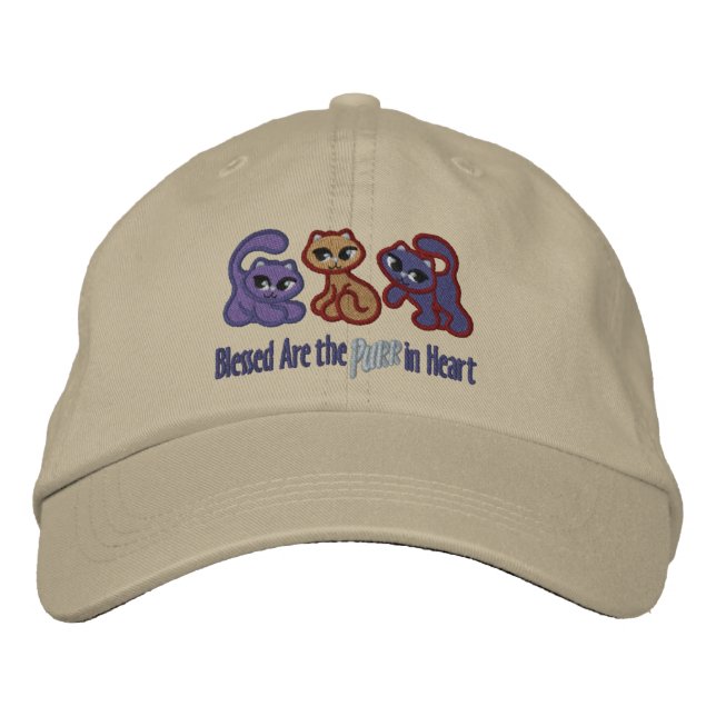 Purr in Heart Embroidered Hat (Front)