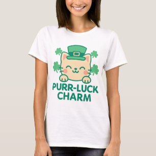 Purr-Luck Charm Cute Cat St. Patrick’s Day T-Shirt