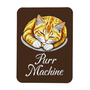 Purr Machine, Cute Sleeping Ginger Cat  Magnet