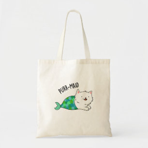 Purr-maid Cute Kitty Cat Mermaid Pun Tote Bag