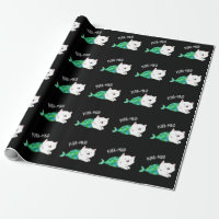 Purr-maid Funny Kitty Cat Mermaid Pun Dark BG