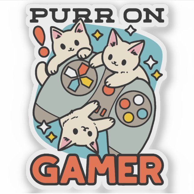 Purr On Gamer - Cute Cat Gaming Design (Front)