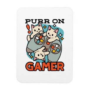 Purr On Gamer - Cute Cat Gaming Design Magnet