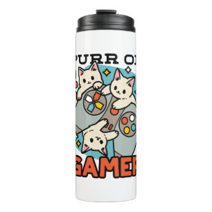 Purr On Gamer - Cute Cat Gaming Design Thermal Tumbler