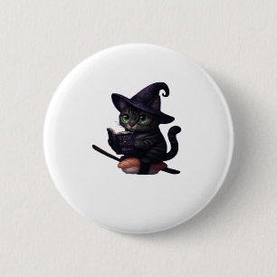 Purr-rmesan Witch - Kawaii Sushi Cat Sticker Overs 6 Cm Round Badge