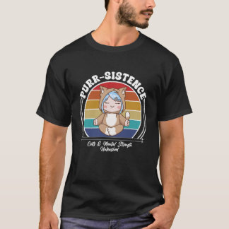Purr-sistence: Golden Strength Unleashed T-shirt