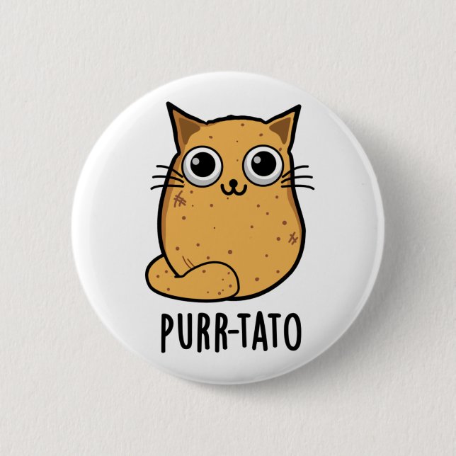 Purr-tato Funny Cat Potato Pun 6 Cm Round Badge (Front)
