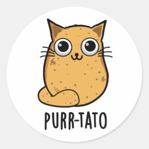 Purr-tato Funny Cat Potato Pun  Classic Round Sticker