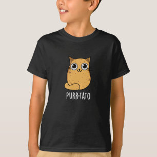 Purr-tato Funny Cat Potato Pun Dark BG T-Shirt