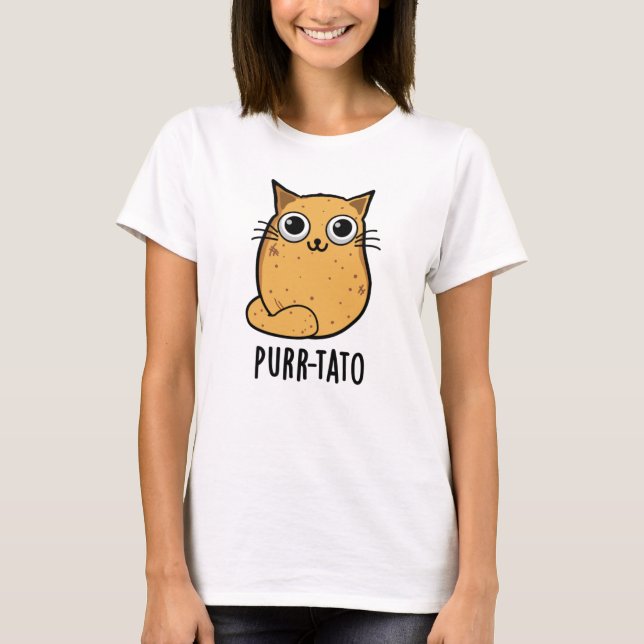 Purr-tato Funny Cat Potato Pun  T-Shirt (Front)