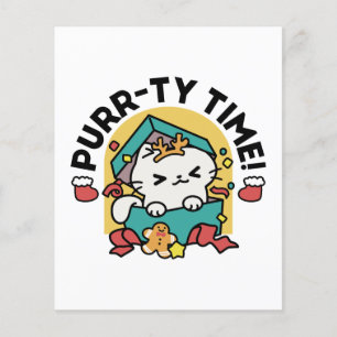 Purr-ty Time! - Festive Cat Christmas Design Flyer