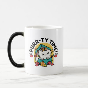 Purr-ty Time! - Festive Cat Christmas Design Magic Mug