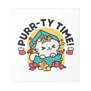 Purr-ty Time! - Festive Cat Christmas Design Notepad