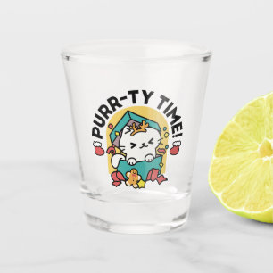 Purr-ty Time! - Festive Cat Christmas Design Shot Glass