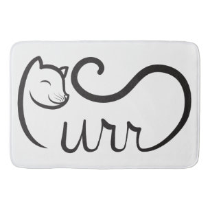 Purr Typography BLACK Bath Mat