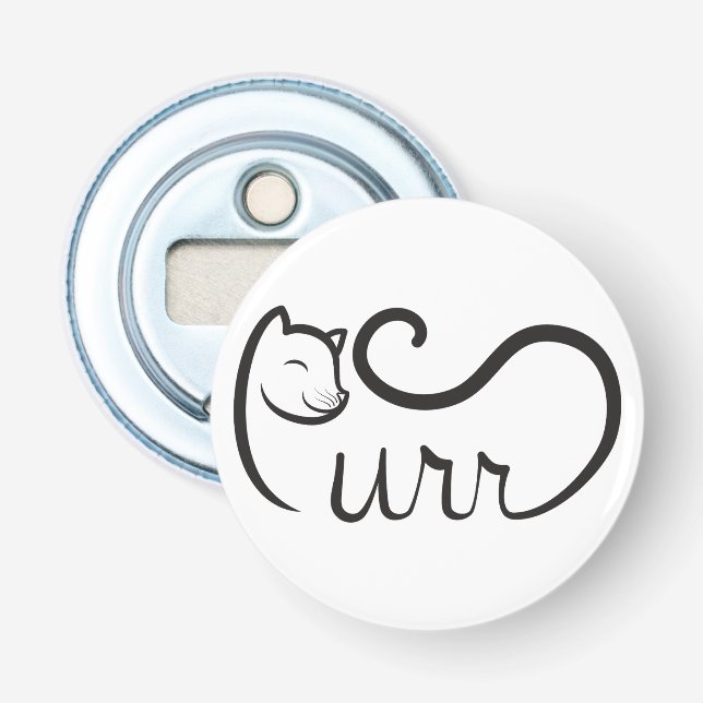 Purr Typography BLACK Bottle Opener (Front)