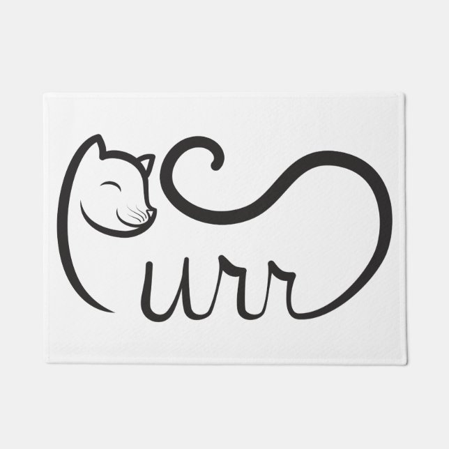 Purr Typography BLACK Doormat (Front)