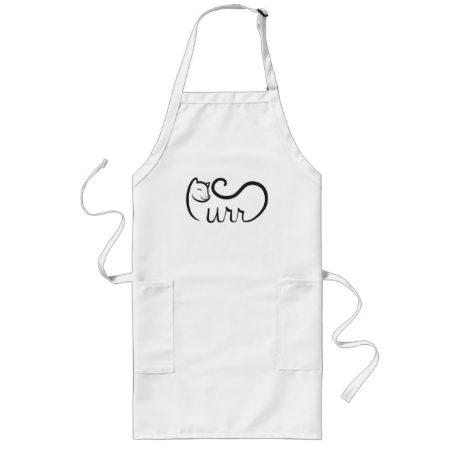 Purr Typography BLACK Long Apron (Front)