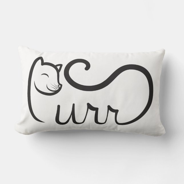 Purr Typography BLACK Lumbar Cushion (Front)